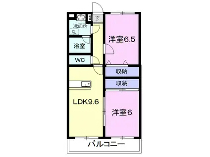 ＪＲ身延線 富士宮駅 徒歩54分 3階建 築25年(2LDK/3階)の間取り写真