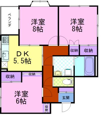 エクセレンスYK(3DK/5階)の間取り写真