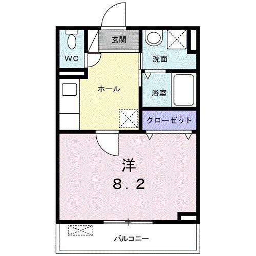 ハーベストI(1K/2階)の間取り写真