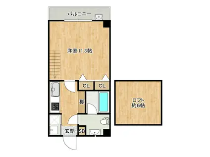 ラプレミア都島(1K/3階)の間取り写真