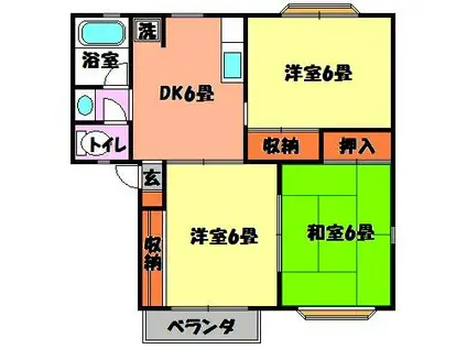 ヒルトップ白山B棟(3DK/1階)の間取り写真