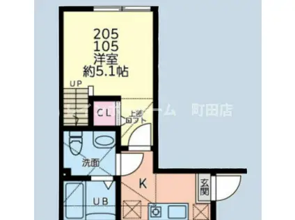 ティナ小田急相模原2(1K/1階)の間取り写真