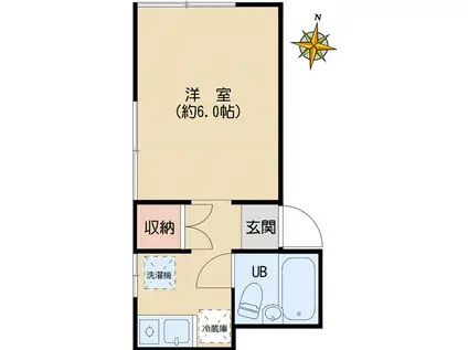 リヴィエール白山(1K/1階)の間取り写真