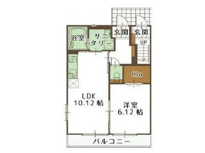 ルーツ22番館(1LDK/1階)の間取り写真