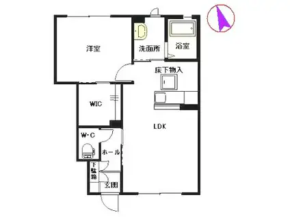 MAST日明B棟(1LDK/1階)の間取り写真