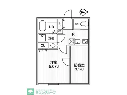 TS CUORE MUSE 落合(1K/1階)の間取り写真