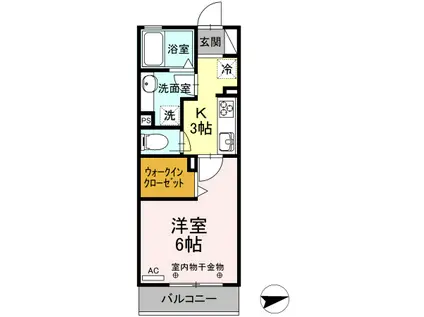 パミドールII(1K/1階)の間取り写真