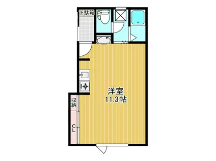 MAISON DE CHOCOLAT(ワンルーム/2階)の間取り写真