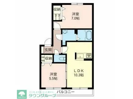 モンテベルデ I(2LDK/1階)の間取り写真