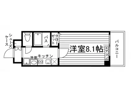 ルラシオン阿由知通(1K/3階)の間取り写真