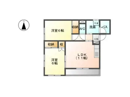 サンシャインK(2LDK/1階)の間取り写真