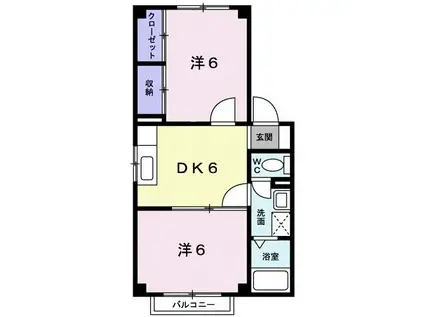 メゾン・アンソレイエIIB(2DK/2階)の間取り写真