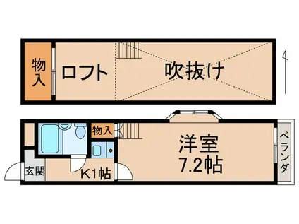 ロイヤルコート市小路(1K/2階)の間取り写真