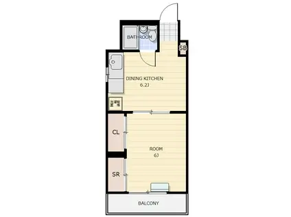 AMABILE(1DK/4階)の間取り写真