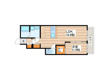 クラージュ長町(1LDK/1階)の間取り写真