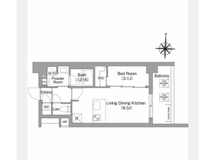 コンフォリア・リヴ永福町(1LDK/1階)の間取り写真