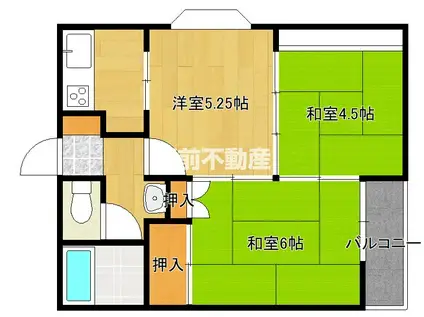 コーポカトー材木(3K/2階)の間取り写真