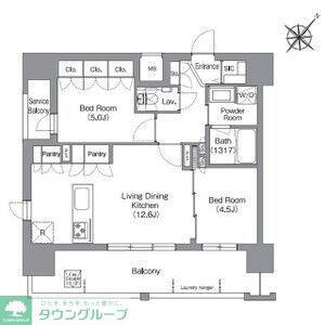 シーズンフラッツ渡辺通(2LDK/12階)の間取り写真
