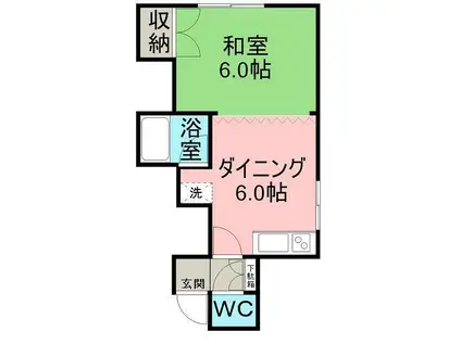メゾン第一カネカク(1DK/2階)の間取り写真
