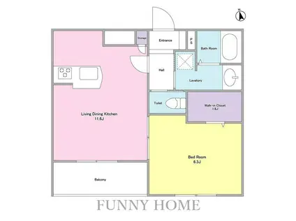 ルテ山崎(1LDK/1階)の間取り写真