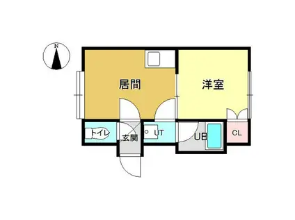 リズム424(1DK/2階)の間取り写真