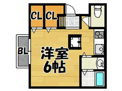 ロータリーマンション鴻池倶楽部(1K/2階)の間取り写真