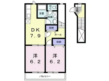 ルーラルタウンA(2DK/2階)の間取り写真
