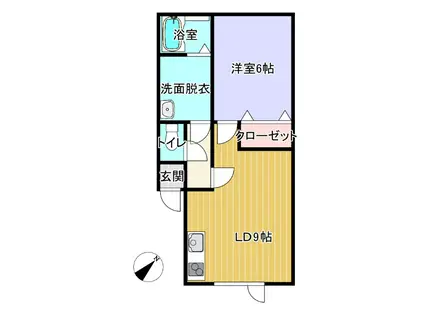 ヴィラ東町I(1DK/2階)の間取り写真