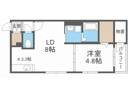 R.FORCE朝日町(1LDK/1階)の間取り写真