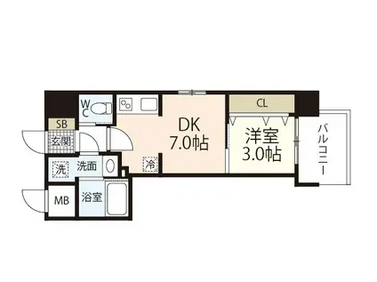 PEACE OF I(1DK/3階)の間取り写真