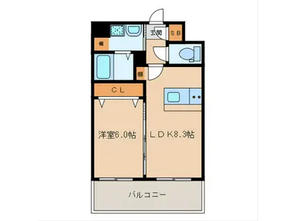 ランドマーク香椎駅前(1LDK/5階)の間取り写真