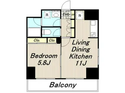 ベェルヴェル稲城(1LDK/6階)の間取り写真