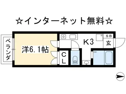 カーサやんちゃひめ(1K/1階)の間取り写真