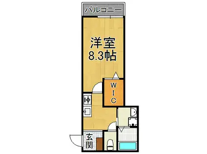 スマートコート西宮(1K/3階)の間取り写真