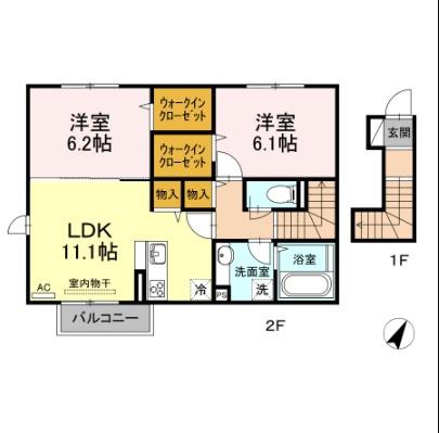 CLOVERII(2LDK/2階)の間取り写真