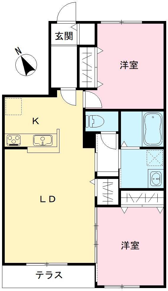 NOV.ガーデン谷田部(2LDK/1階)の間取り写真