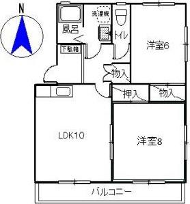 サンハイツ南駿河(2LDK/1階)の間取り写真