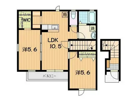 リッチヒルズ仙北(2LDK/2階)の間取り写真