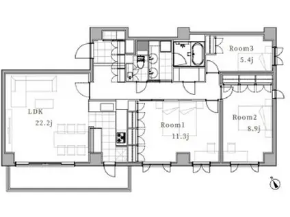 広尾ガーデンヒルズC棟(3LDK/6階)の間取り写真