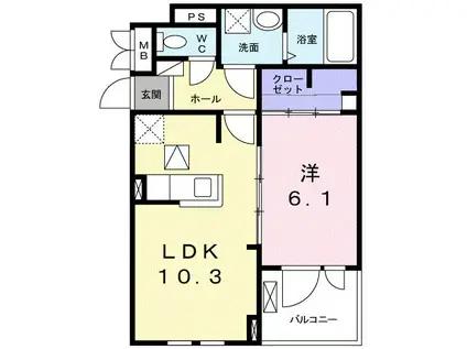アゼリアヒルズ湘南台A(1LDK/2階)の間取り写真