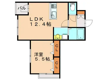 ラ・コルダ中井(1LDK/2階)の間取り写真