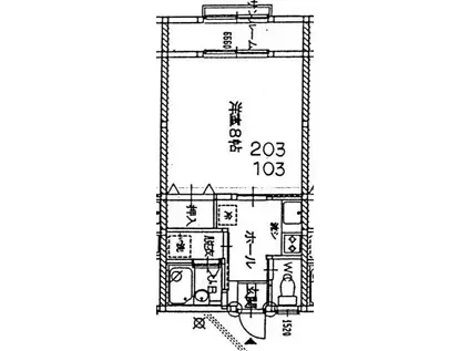 アーバんハイツB(1K/2階)の間取り写真