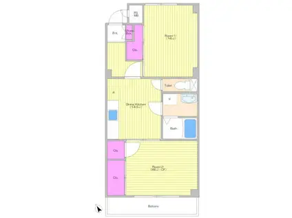 グランドール南台(2DK/2階)の間取り写真