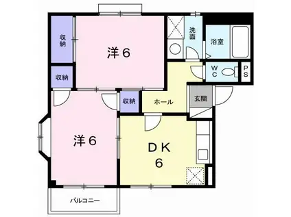 ヴェルドミール野田III(2DK/1階)の間取り写真