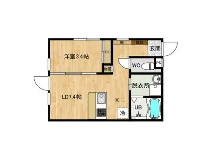 GLICINA東園田LINDO(1LDK/1階)の間取り写真