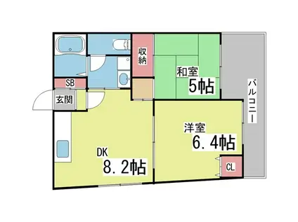 金栄ビル(2LDK/4階)の間取り写真