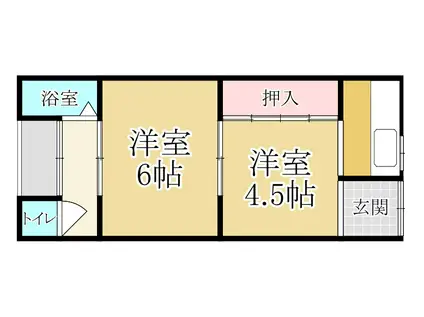 吉田ハイツ(2K/1階)の間取り写真