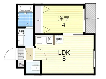 H-MAISON今里(1LDK/2階)の間取り写真