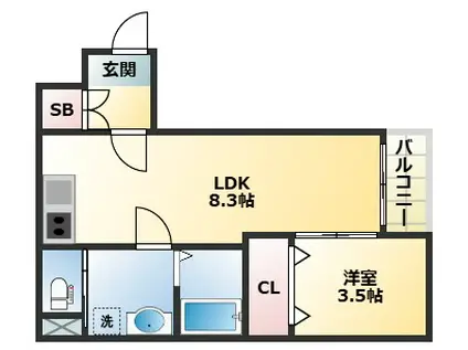H-MAISON加美正覚寺XIII(1LDK/2階)の間取り写真