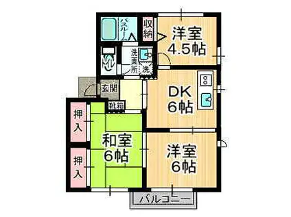 メゾンド秋桜A棟(3DK/2階)の間取り写真